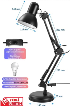 Masa Lambası Akrobat Yaylı Metal 360° Açılı Ayarlanabilir Hareketli Çalışma Masası Lambası