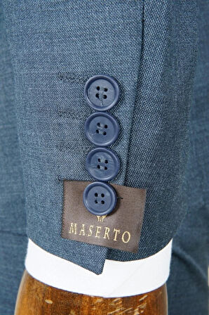 Slim Fit Lacivert Yelekli Takım Elbise Kendinden Desenli