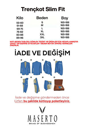 Slim Fit Erkek Turuncu Trençkot