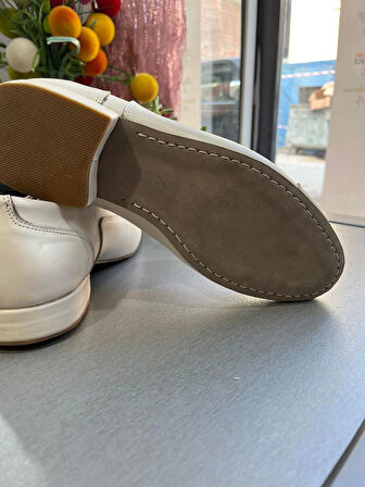 KREM DERİ MASKARATLI ÇARIK MODEL ERKEK TANGO - DANS AYAKKABISI