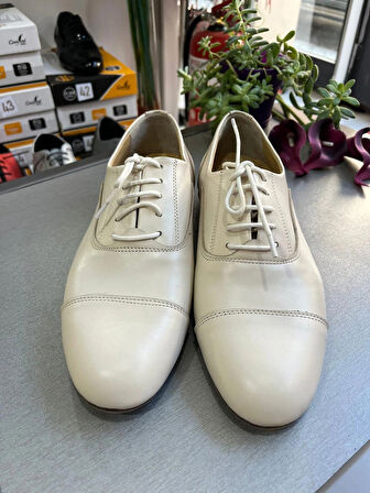 KREM DERİ MASKARATLI ÇARIK MODEL ERKEK TANGO - DANS AYAKKABISI