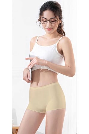 Kadın Dikişsiz Görünmez İz Yapmaz Mini Şort Boxer Ten