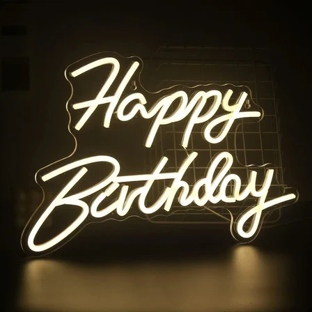 44.4 x 34 Cm HAPPY BIRTHDAY Yazılı Neon Led