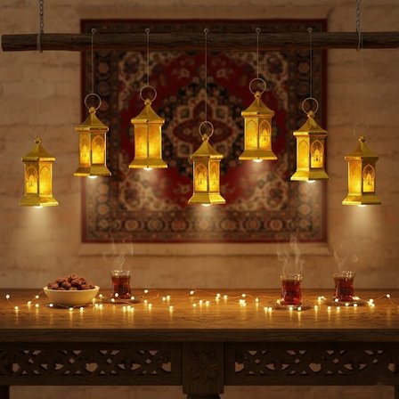 Kullanıma Uygun Ramazan Temalı Altıgen Kubbe LED Lamba