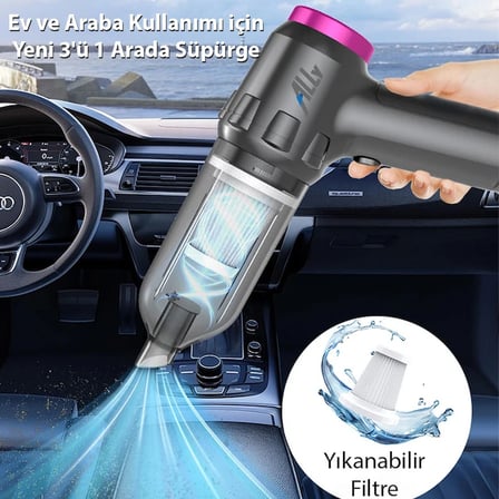 ALLY 14000pa Güçlü Portatif 2 Kademeli Tasinabilir Vakumlu Kablosuz Üflemeli Mini Araç Süpürgesi SW-