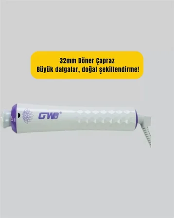 GW 32mm Döner Başlıklı Saç Kıvırma Makinesi – Her An Her Yerde Profesyonel Şekillendirme