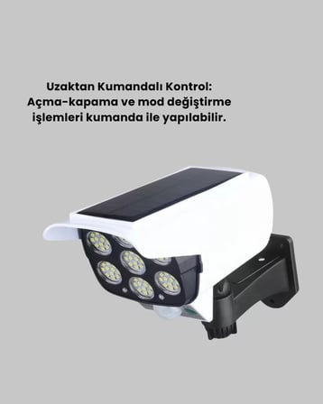 uzaktan kumandalı güneş enerjili led güvenlik lambası kamera tipi hareket sensörlü yeni nesil