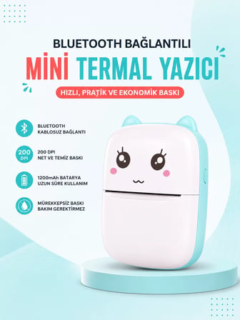 Mürekkepsiz Baskı Teknolojili Bluetooth Cep Yazıcısı
