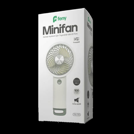 FENY FN-F35 BEYAZ-GRİ 3 Kademeli Hız Kancalı Elde Kullanım Dahili 500mAh Bataryalı Type-C Şarj Giriş