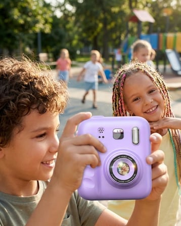 Çocuklar İçin Anında Baskılı Kamera HD Ekran 4 Rulo Kağıt 5 Kalem Set Hediyeli