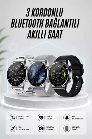 Akıllı Saat Amoled Ekran Bluetooth Bağlantılı Sesli Görüşme Nabız Ölçer