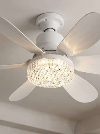 Crystal Aura 52 cm Ultra Sessiz LED Tavan Vantilatörü | 3 Kademeli Bakır Motor | Kumandalı Kristal A
