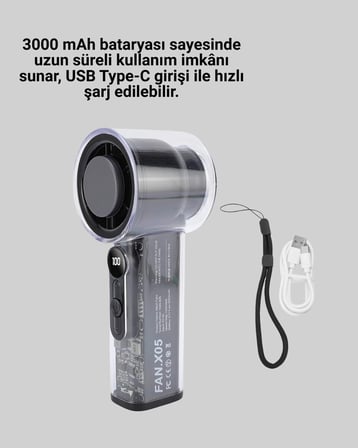 Ultra Sessiz USB Şarjlı Fan | Taşınabilir ve Hafif Tasarım