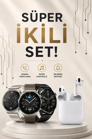 Akıllı Saat ve Kulaklık Seti Dokunmatik Ekran 5.0 Bluetooth Bağlantılı Sesli Görüşme