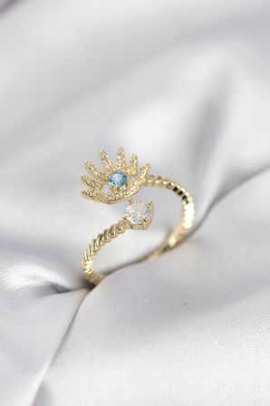 Gold Renk Göz Model Zirkon Taşlı Kadın Yüzük 5886