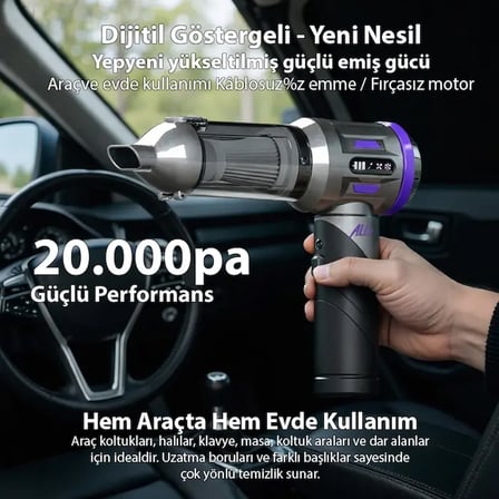 ALLY Powerjet Pro 20000pa Güçlü Portatif 3 Kademeli Tasinabilir Vakumlu Kablosuz Üflemeli Mini Araç 