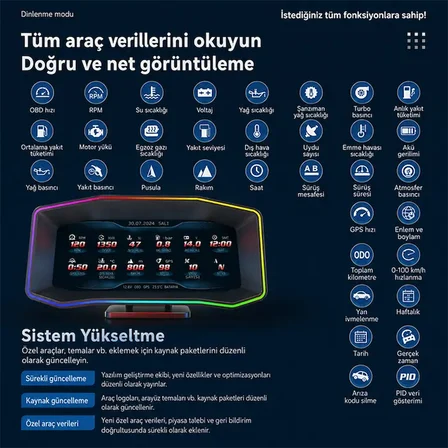 Ally P4 OBD2 + GPS Head Up Display HUD Dijital Hız Göstergesi-(5775)