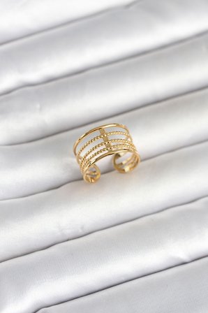 316L Çelik Gold Renk Vintage Model Kadın Yüzük 5886