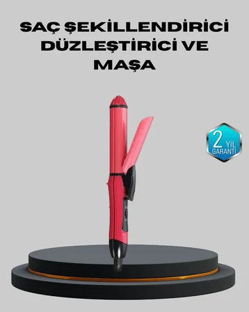 5 Kademeli Seramik Saç Düzleştirici – Düz ve Kıvırcık Mod 26 mm Plaka Profesyonel Saç Şekillendirme