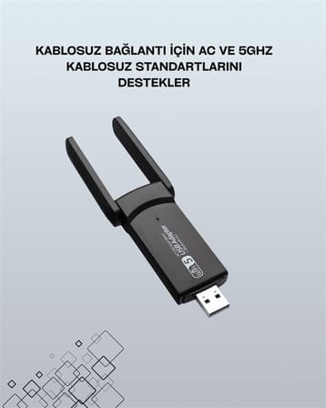 Yüksek Hızlı 1200 Mbps Çift Bant USB WiFi Adaptör – Güçlü Sinyal Geniş Uyumluluk
