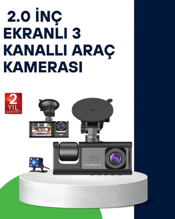Üç Kameralı Araç Kamerası Full HD Gece Görüş G-Sensör