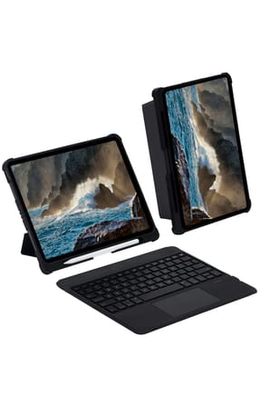 Mey İthalat® T5209D iPad Pro 12.9 (2021) Kılıf İnter Ledli Klavyeli Tablet Kılıfı - Siyah