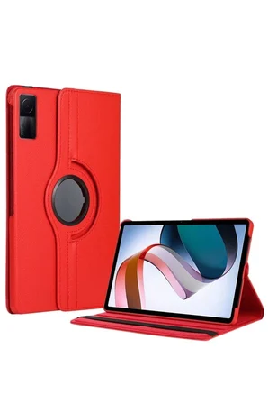 Mey İthalat® Redmi Pad SE 4G Kılıf 360 Tablet Deri Kılıf - Kırmızı