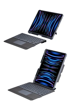 Mey İthalat® T5509D iPad Pro 12.9 (2022) Kılıf Palermo Ledli Klavyeli Standlı Tablet Kılıfı - Siyah