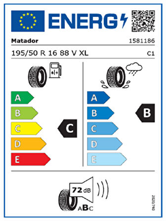 Matador 195/50R16 88V XL Hectorra 5 Oto Yaz Lastiği (Üretim Yılı: 2025)
