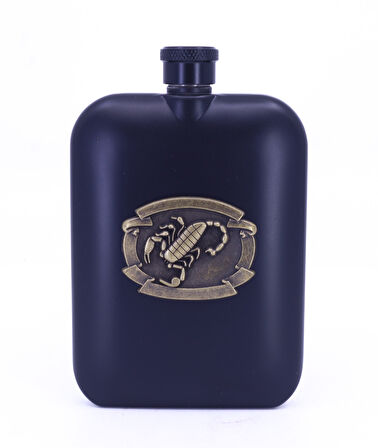 Akrep Kabartma Amblem Paslanmaz Çelik Cep Matarası - Hip Flask 7 OZ