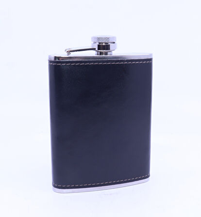 Siyah Deri Kaplama Cep Matarası/Flask 8 OZ