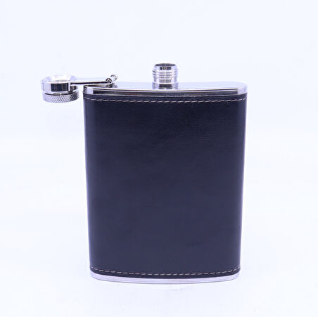 Siyah Deri Kaplama Cep Matarası/Flask 8 OZ