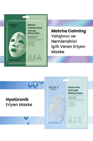 Dermal Seoul Face Matcha Yatıştırıcı Işıltı Veren Eriyen Glow Hidrojel Maske ve Hyalüronik Eriyen Maske