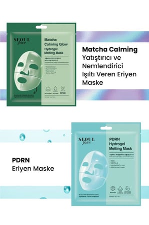 Dermal Seoul Face Matcha Yatıştırıcı Işıltı Veren Eriyen Glow Hidrojel Maske ve PDRN Eriyen Maske