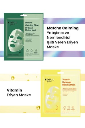 Dermal Seoul Face Matcha Yatıştırıcı Işıltı Veren Eriyen Glow Hidrojel Maske ve Vitamin Eriyen Maske
