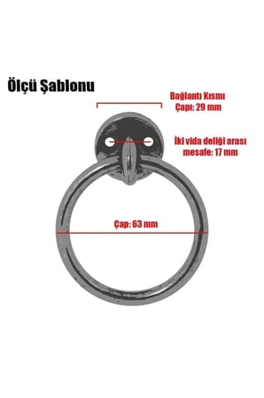 Sarkaç Metal Halka Kulp (MAT SİYAH) Mobilya Mutfak Çekmece Dolap Dolabı Kulpu Kulpları Kulbu.