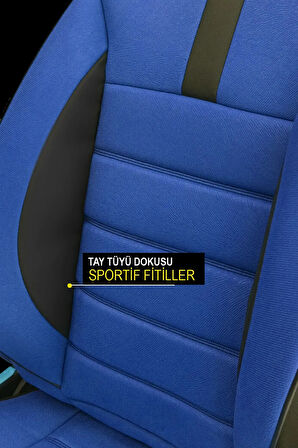 Renault Duster I (facelift 2013) 1.6 16v (105 Hp) 2014 UYUMLU  Tay Tüyü Oto Koltuk Kılıfı MAVİ