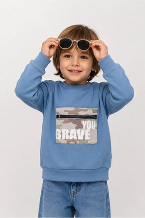 Erkek Çocuk Kamuflaj Desenli Uzun Kol Sweatshirt