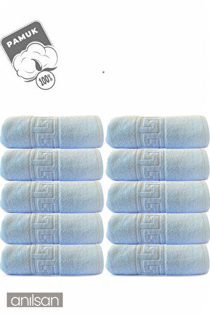 100'lü Greek Mavi Banyo Havlusu - 70x140 Cm, 490 Gr, %100pamuk, Spa Ve Otel Havlusu (10 Adet)