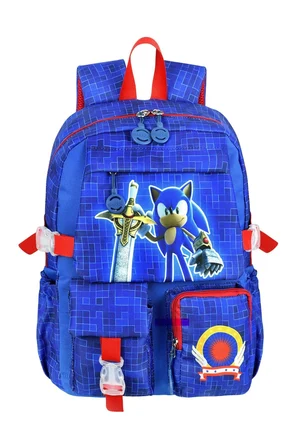Kore Tarzı Sonic Temalı İlkokul Erkek Sırt Çantası ,Termal Beslenme Çantası Ve Kalemlik