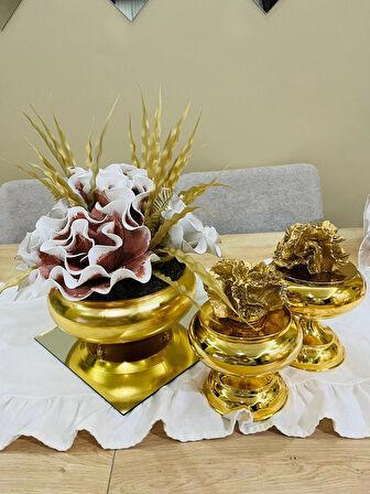 3 PARÇA GOLD EVA ARANJMAN SET