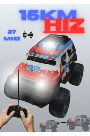 1:15 ÖLÇEK 27 MHZ IŞIKLI 15 KM HIZLI ŞARJLI FULL FONKSİYON UZAKTAN KUMANDALI OFF ROAD ARABA