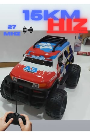 1:15 ÖLÇEK 27 MHZ IŞIKLI 15 KM HIZLI ŞARJLI FULL FONKSİYON UZAKTAN KUMANDALI OFF ROAD ARABA