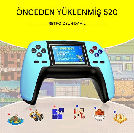 QASUL P5 Controller AV Bağlantı 520 Retro Oyunlu Arcade El Konsolu Atari 2 Kişilik