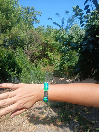 PARACORD BİLEKLİK MAVİ-YEŞİL KOBRA MODELİ