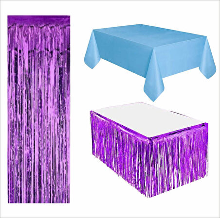 Mavi Masa Örtüsü, Mor Masa Eteği, Mor Arka Fon