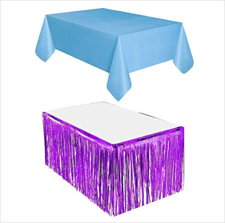 Mavi Masa Örtüsü, Mor Masa Eteği, Mor Arka Fon