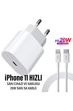 iPhone 11 Uyumlu Şarj Aleti ve Kablosu 20W HIZLI PD Şarj Cihazı iPhone 11 Pro 11 Pro Max Uyumlu