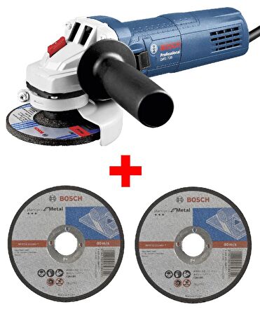 Bosch Avuç Taşlama Makinesi Gws 750 115mm Spiral + 2 Adet 115mm X 2.5mm Düz Metal Kesme Diski