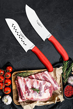 Mutfak Bıçak Seti Et Restoran Şef Bıçağı Eğri Santoku 2K  No 2